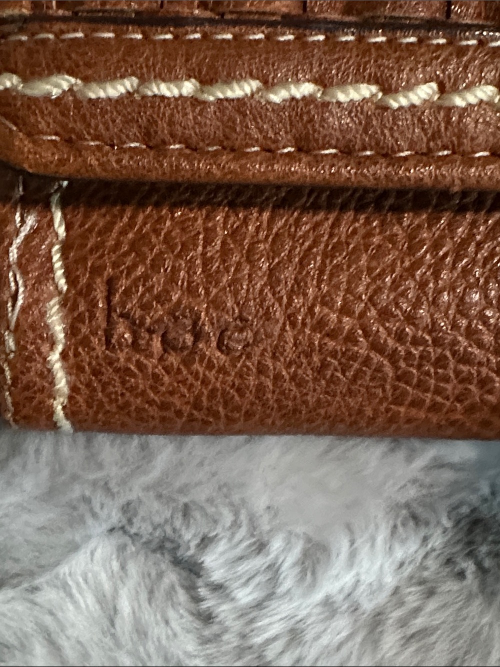 boc Brown Leather Wallet with White Stitching